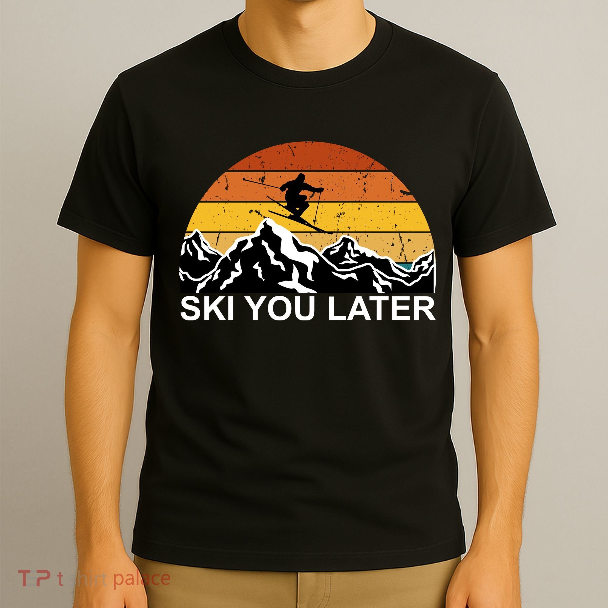 Ski You Later Skiing Retro Sunset Mountain T-Shirt
