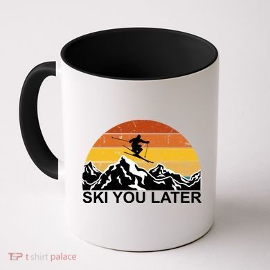 Ski You Later Skiing Retro Sunset Mountain Coffee Mug