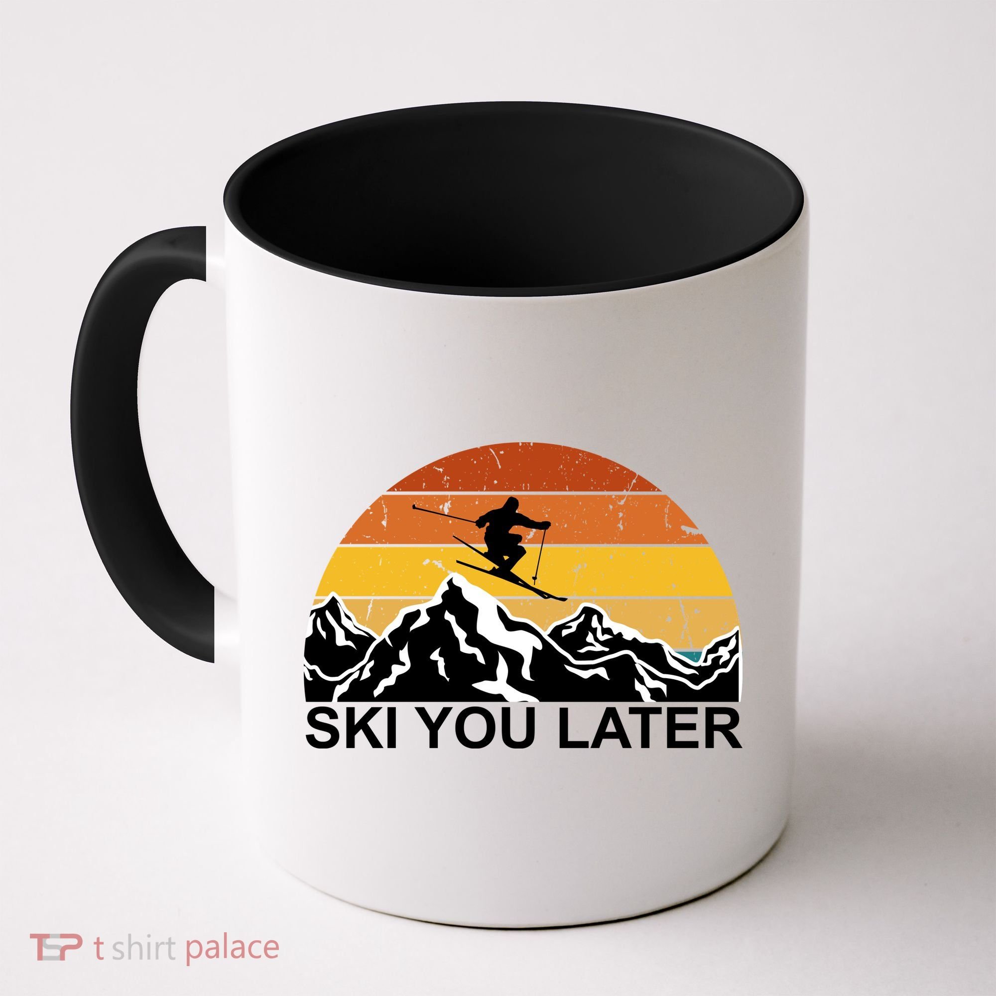Ski You Later Skiing Retro Sunset Mountain Coffee Mug