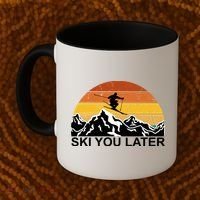 Ski You Later Skiing Retro Sunset Mountain Coffee Mug thumb 2