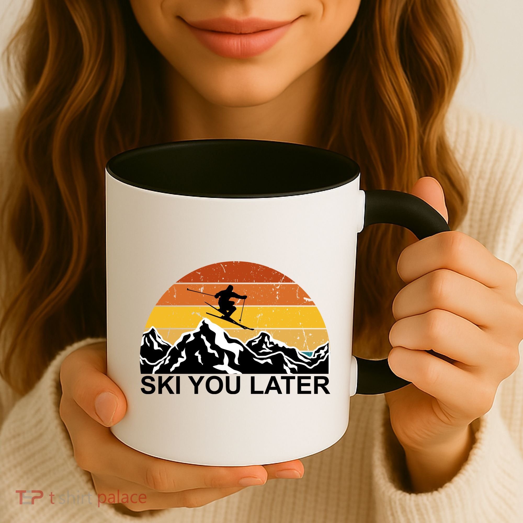 Ski You Later Skiing Retro Sunset Mountain Coffee Mug