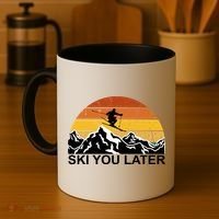 Ski You Later Skiing Retro Sunset Mountain Coffee Mug thumb 4