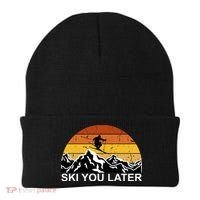 Ski You Later Skiing Retro Sunset Mountain Beanie thumb 0