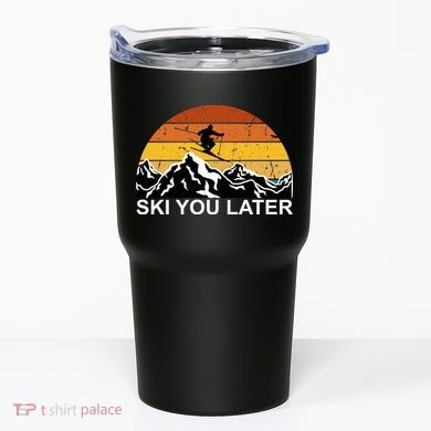 Ski You Later Skiing Retro Sunset Mountain Tumbler