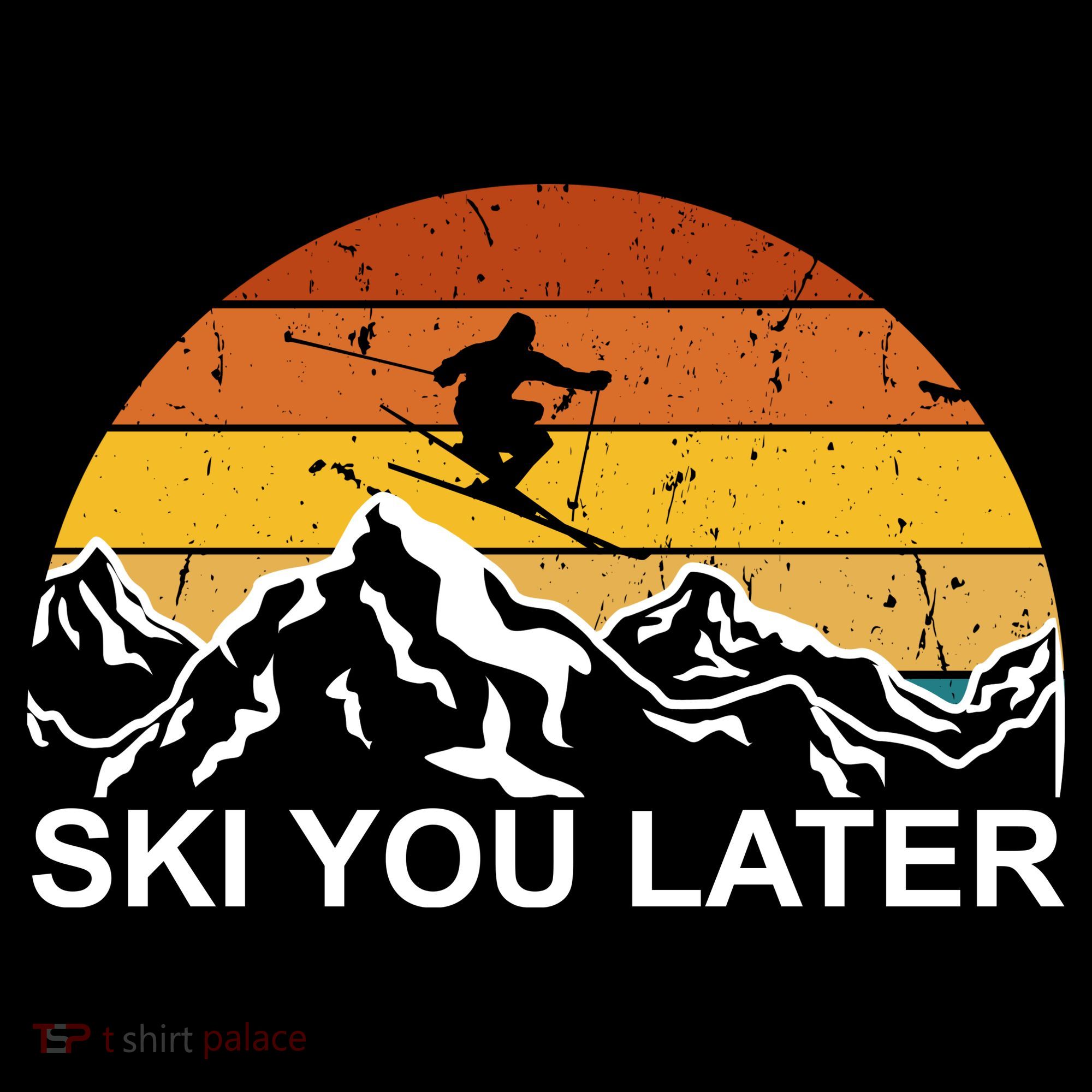 Ski You Later Skiing Retro Sunset Mountain Mousepad