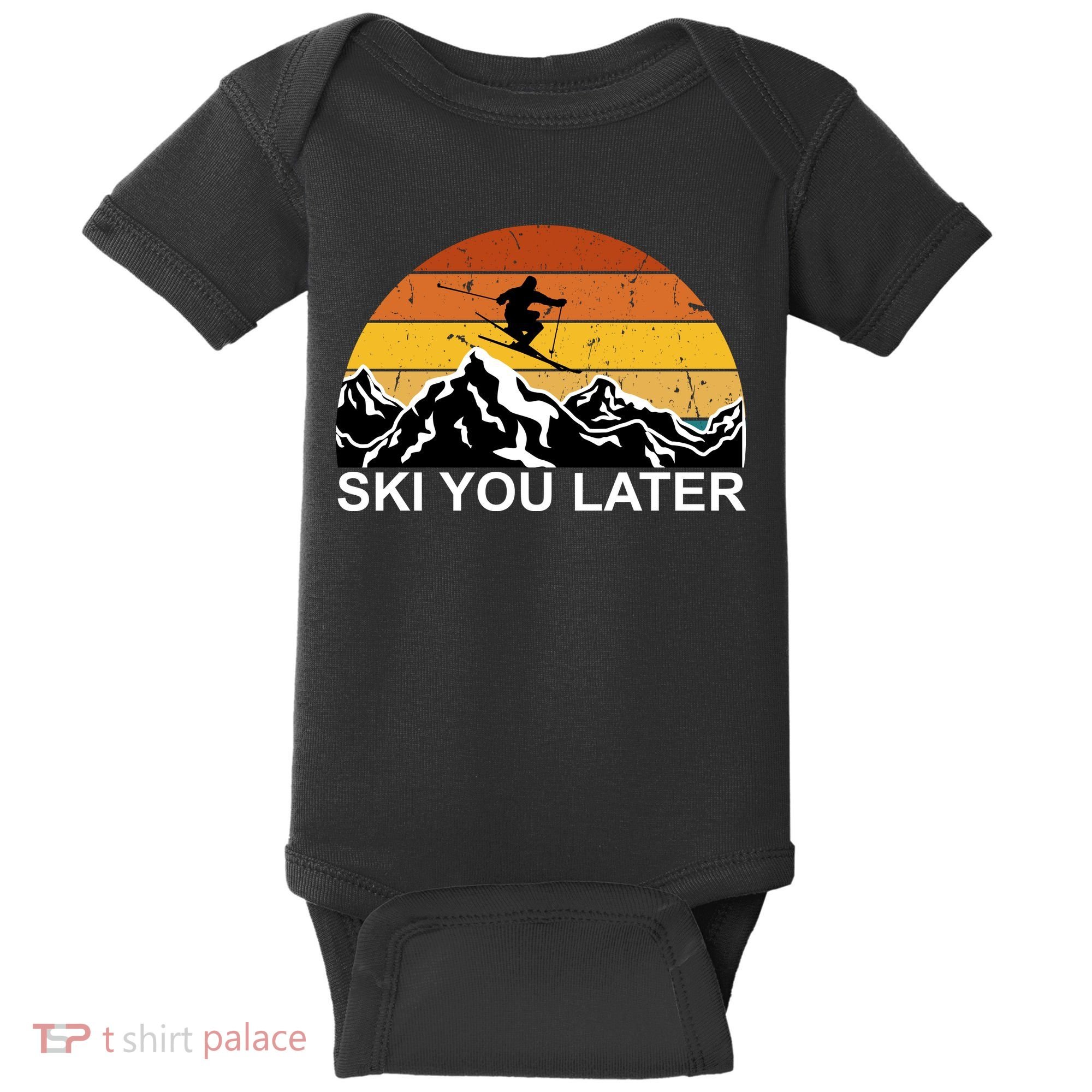 Ski You Later Skiing Retro Sunset Mountain Baby Bodysuit