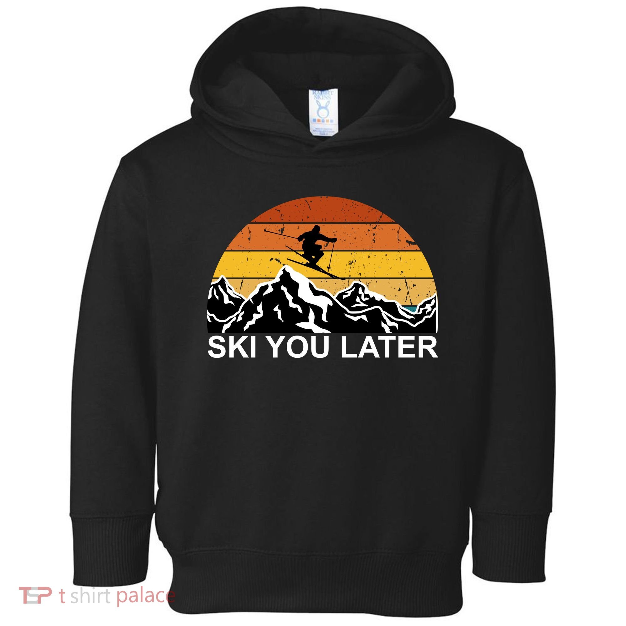 Ski You Later Skiing Retro Sunset Mountain Toddler Hoodie