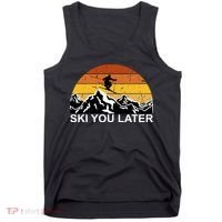 Ski You Later Skiing Retro Sunset Mountain Tank Top thumb 0