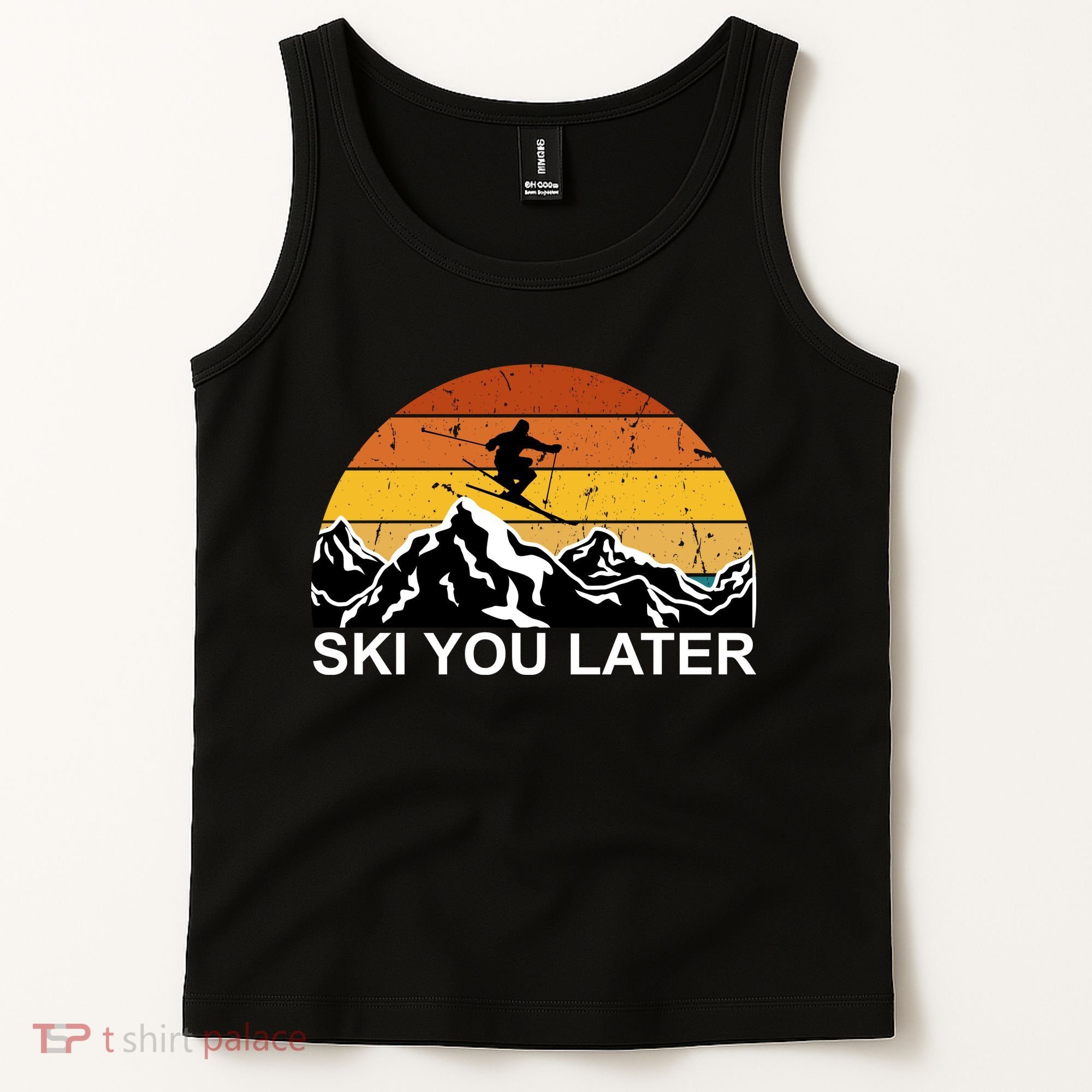 Ski You Later Skiing Retro Sunset Mountain Tank Top