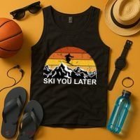 Ski You Later Skiing Retro Sunset Mountain Tank Top thumb 4