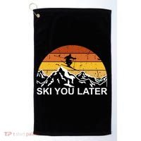 Ski You Later Skiing Retro Sunset Mountain Golf Towel thumb 0