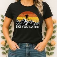 Ski You Later Skiing Retro Sunset Mountain Women's T-Shirt thumb 2