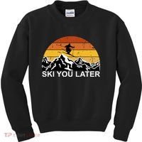 Ski You Later Skiing Retro Sunset Mountain Kids Sweatshirt thumb 0
