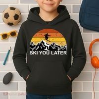 Ski You Later Skiing Retro Sunset Mountain Kids Hoodie thumb 2
