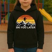 Ski You Later Skiing Retro Sunset Mountain Kids Hoodie thumb 3