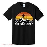 Ski You Later Skiing Retro Sunset Mountain Kids T-Shirt thumb 0