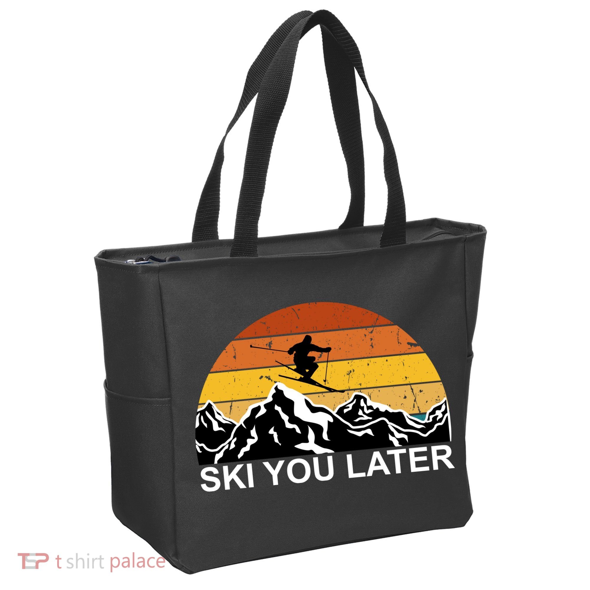 Ski You Later Skiing Retro Sunset Mountain Tote Bag