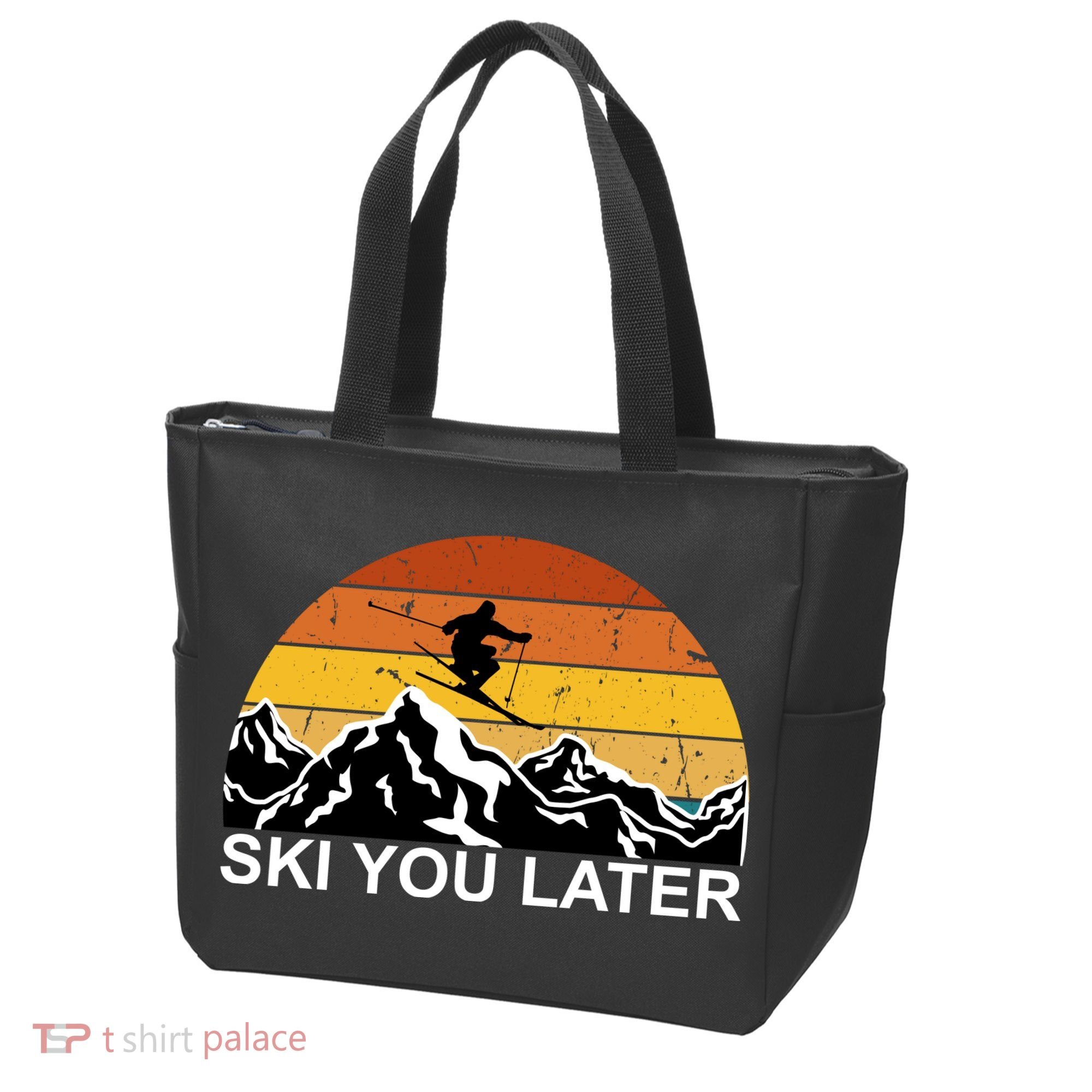 Ski You Later Skiing Retro Sunset Mountain Tote Bag
