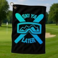 Ski Ya Later Funny Skiing Gift Great Gift Golf Towel thumb 1