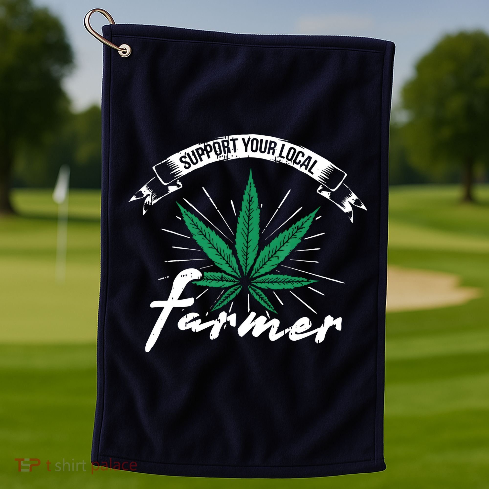 Support Your Local Weed Farmer Funny Cannabis Marijuana Gift Golf Towel