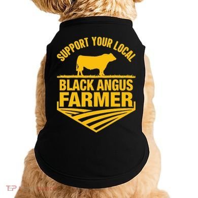 Support Your Local Black Angus Farmer Cow Rancher Doggie Tank
