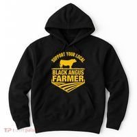 Support Your Local Black Angus Farmer Cow Rancher Hoodie thumb 0
