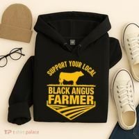 Support Your Local Black Angus Farmer Cow Rancher Hoodie thumb 4