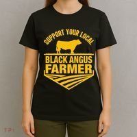 Support Your Local Black Angus Farmer Cow Rancher T-Shirt thumb 4