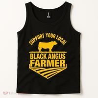 Support Your Local Black Angus Farmer Cow Rancher Tank Top thumb 2