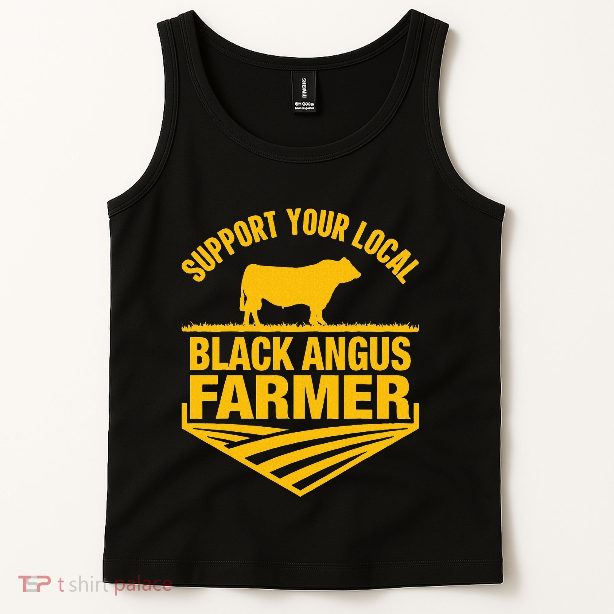 Support Your Local Black Angus Farmer Cow Rancher Tank Top