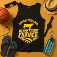 Support Your Local Black Angus Farmer Cow Rancher Tank Top thumb 4