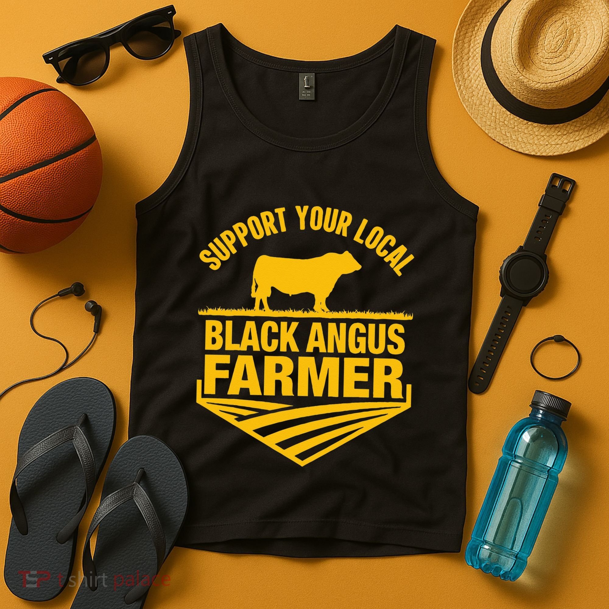 Support Your Local Black Angus Farmer Cow Rancher Tank Top