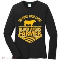 Support Your Local Black Angus Farmer Cow Rancher Women's Long Sleeve Shirt thumb 0