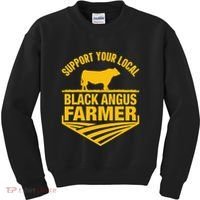 Support Your Local Black Angus Farmer Cow Rancher Kids Sweatshirt thumb 0