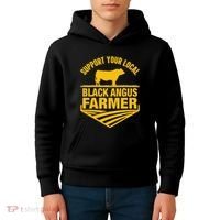 Support Your Local Black Angus Farmer Cow Rancher Kids Hoodie thumb 4