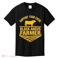 Support Your Local Black Angus Farmer Cow Rancher Kids T-Shirt thumb 0