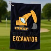 See You Later Excavator Boy Excavator Golf Towel thumb 1