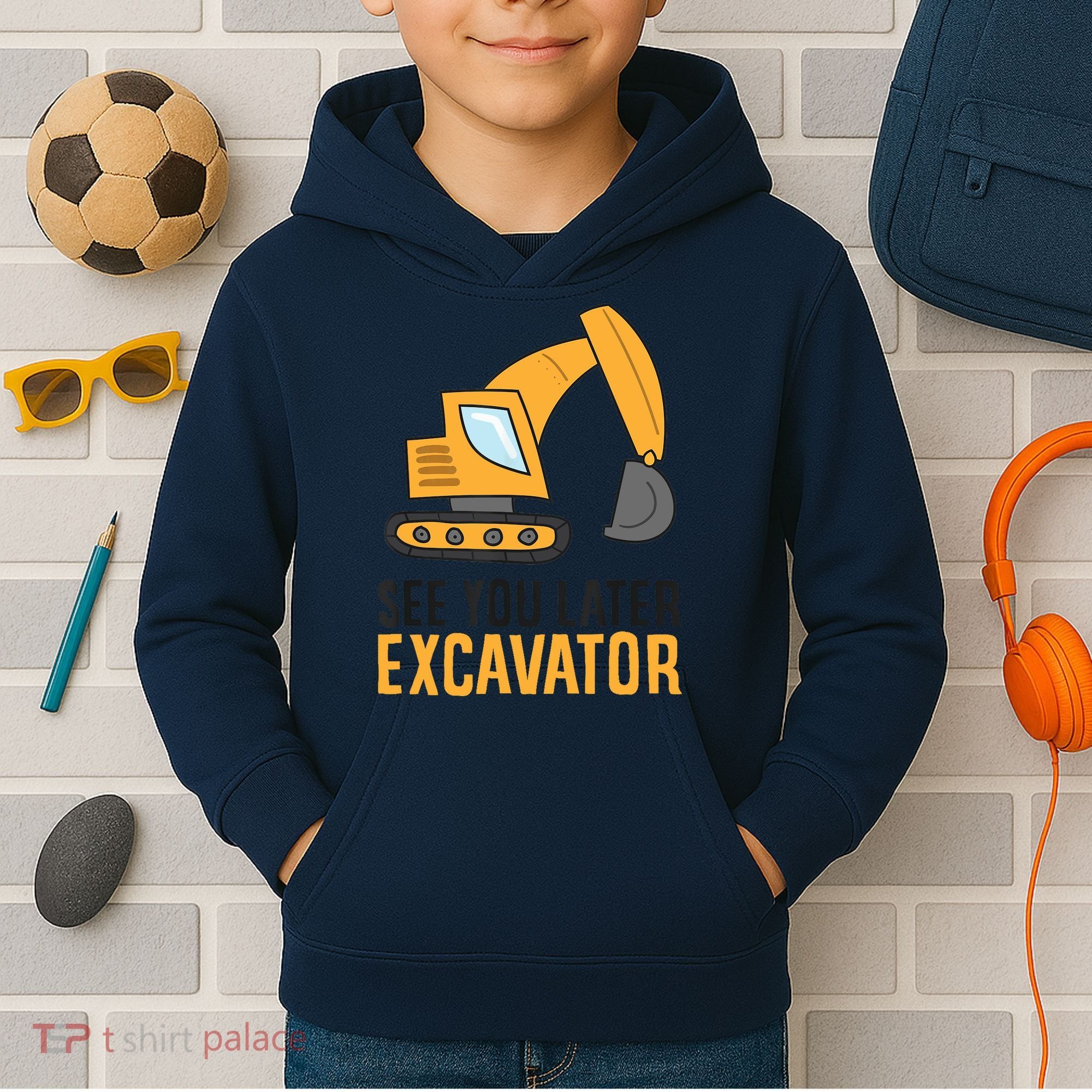 See You Later Excavator Boy Excavator Kids Hoodie