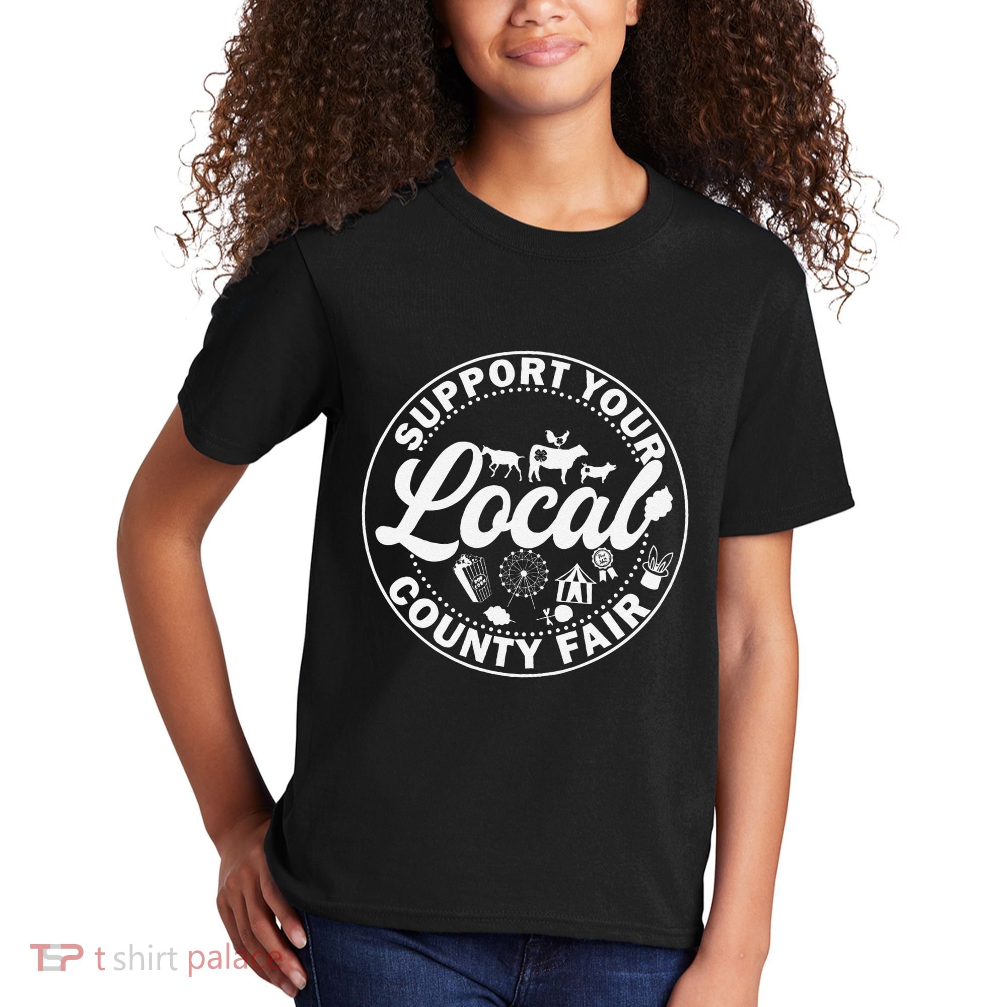 Support Your Local County Fair Animals Farm And Circus Tent Kids T-Shirt