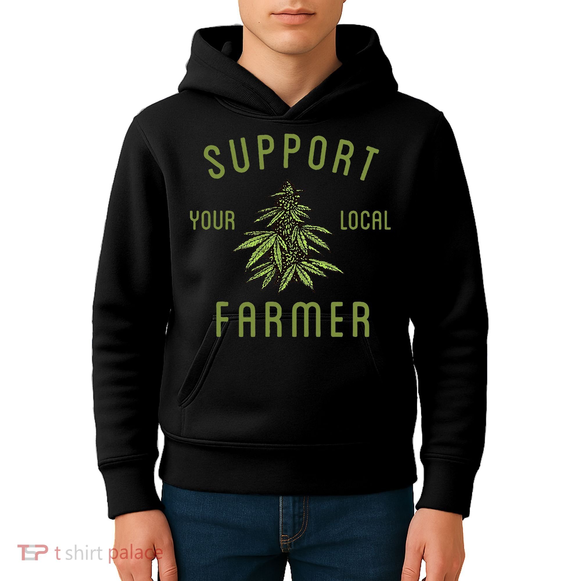 Support Your Local Farmer Funny Weed Marijuana Grower 420 Kids Hoodie