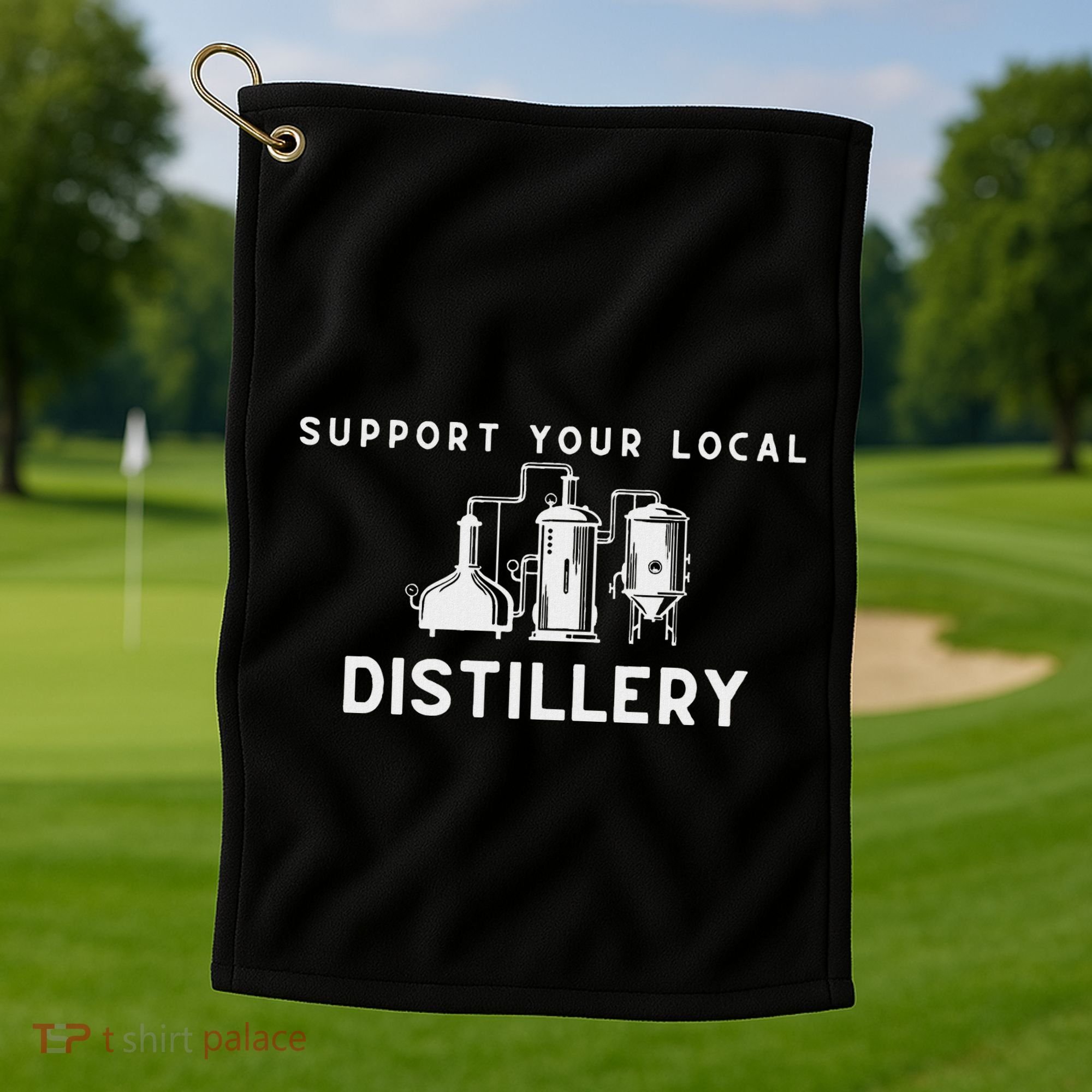 Support Your Local Distillery Beer Drinker Golf Towel