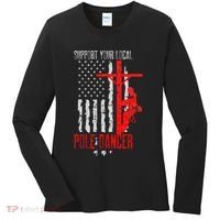 Support Your Local Pole Dancer Electric Lineman Women's Long Sleeve Shirt thumb 0