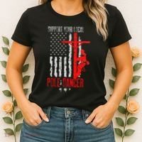 Support Your Local Pole Dancer Electric Lineman Women's T-Shirt thumb 2