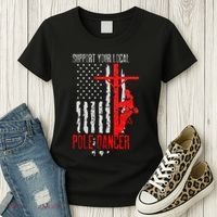 Support Your Local Pole Dancer Electric Lineman Women's T-Shirt thumb 3