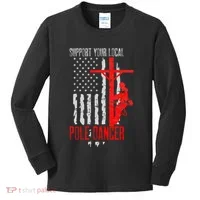 Support Your Local Pole Dancer Electric Lineman Kids Long Sleeve Shirt thumb 0