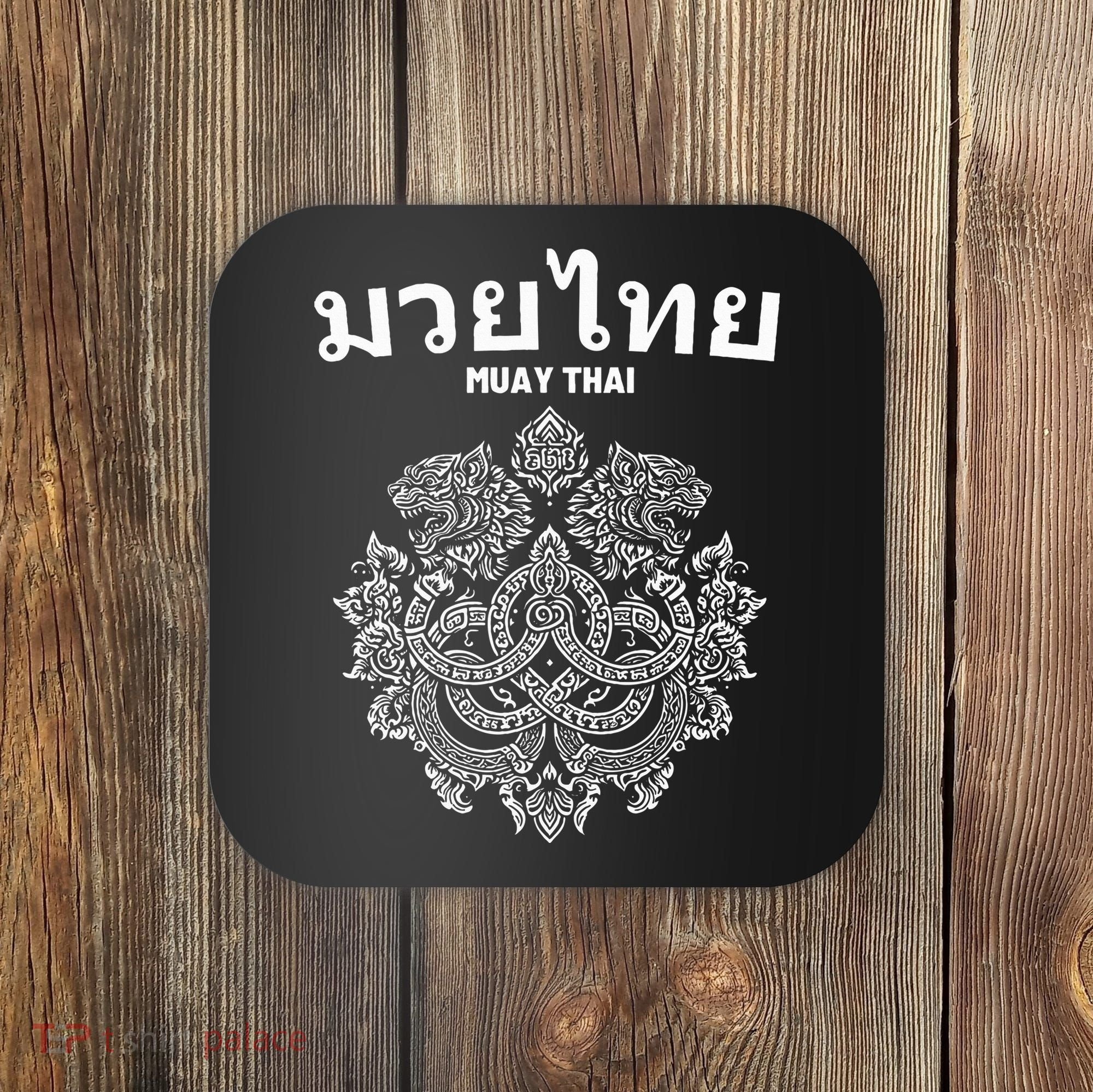 Sak Yant Muay Thai Mma Tattoo Twin Tiger Martial Art Boxing Coaster