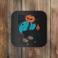 See You On The Flip Side Pumpkin Skateboard Halloween Coaster thumb 0