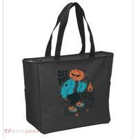 See You On The Flip Side Pumpkin Skateboard Halloween Tote Bag thumb 2