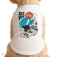See You On The Flip Side Pumpkin Skateboard Halloween Doggie Tank thumb 0