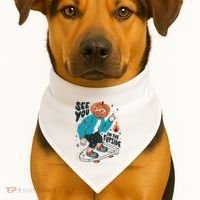 See You On The Flip Side Pumpkin Skateboard Halloween USA-Made Doggie Bandana thumb 1